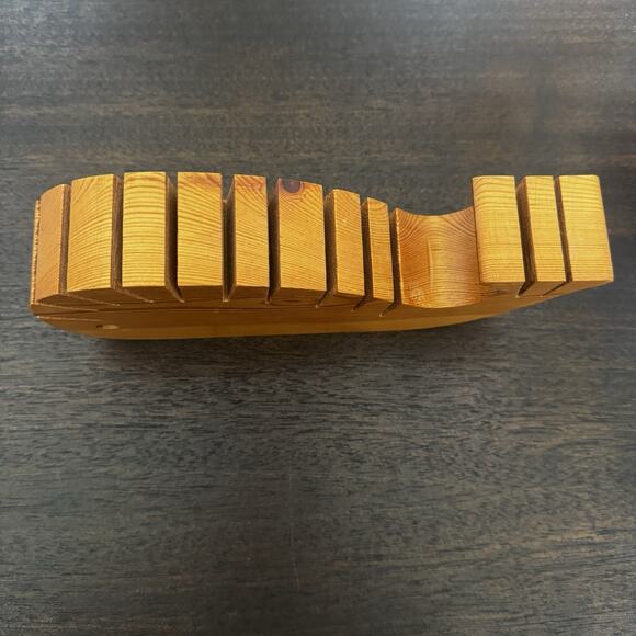 MCM Wooden Whale Letter Napkin Holder Solid Wood Handmade Carved in England VTG - Picture 5 of 14